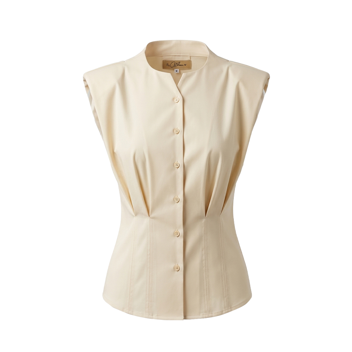 Cream Pleated Blouse - Front
